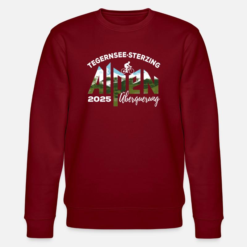 Alpenüberquerung 2025 Tegernsee Sterzing, Rad - Stanley/Stella Unisex Bio-Sweatshirt CHANGER  - Burgunderrot