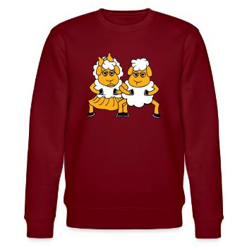 2 Schafe Pärchen Müde Gelangweilt Freunde Verliebt - Stanley/Stella Unisex Bio-Sweatshirt CHANGER  - Burgunderrot - Vorne - Nik (191cm) & Marisol (170cm)