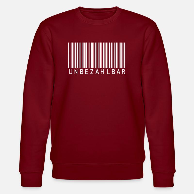 Code-barres PRICELESS blanc - Sweat bio CHANGER Stanley/Stella Unisexe - bordeaux