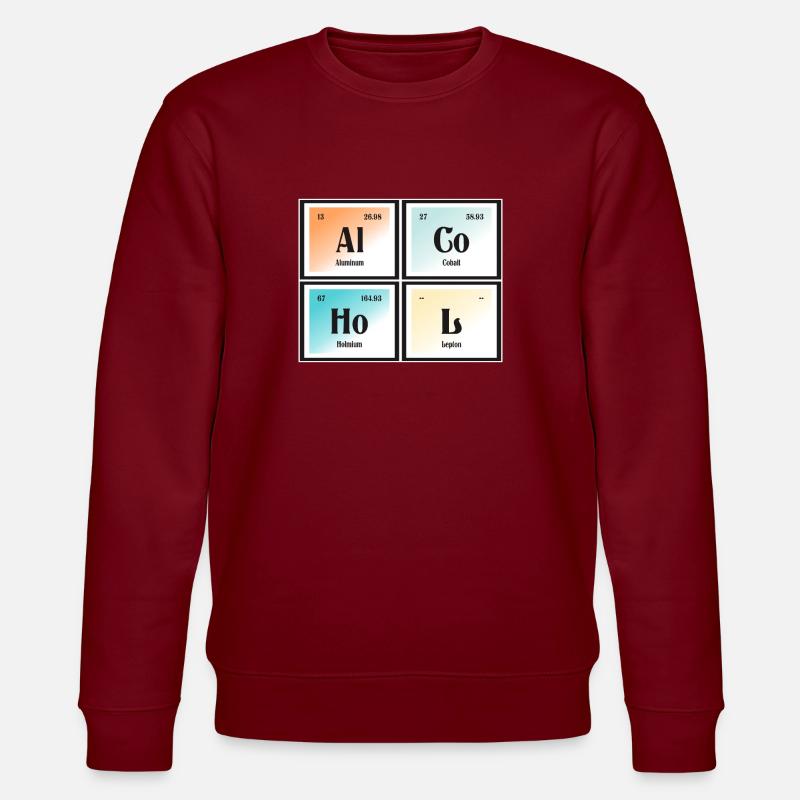 Alkohol - Periodensystem der Elemente - Stanley/Stella Unisex Bio-Sweatshirt CHANGER  - Burgunderrot