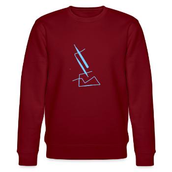 Blue E on black T-shirt - Stanley/Stella CHANGER Unisex Organic Sweatshirt - burgundy - Front - Nik (191cm) & Marisol (170cm)