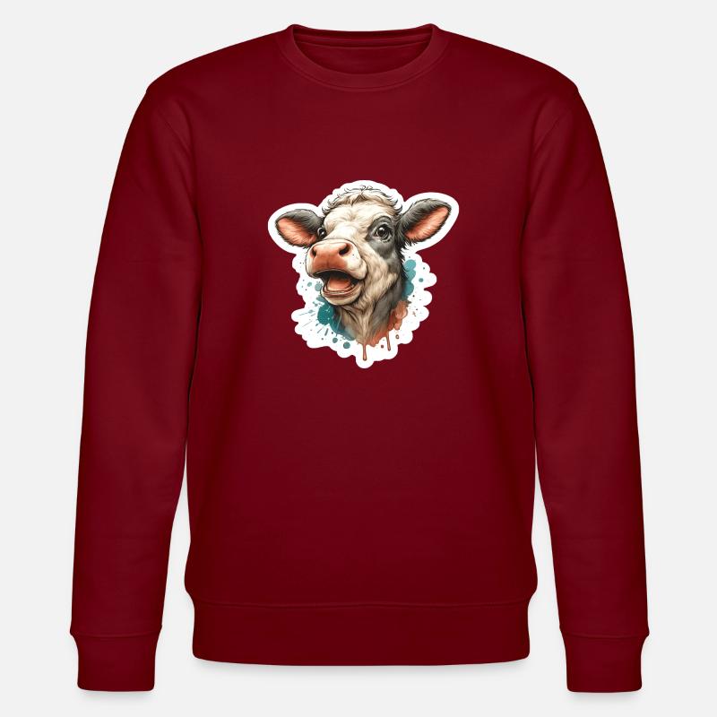Glückliche Kuh - Stanley/Stella Unisex Bio-Sweatshirt CHANGER  - Burgunderrot