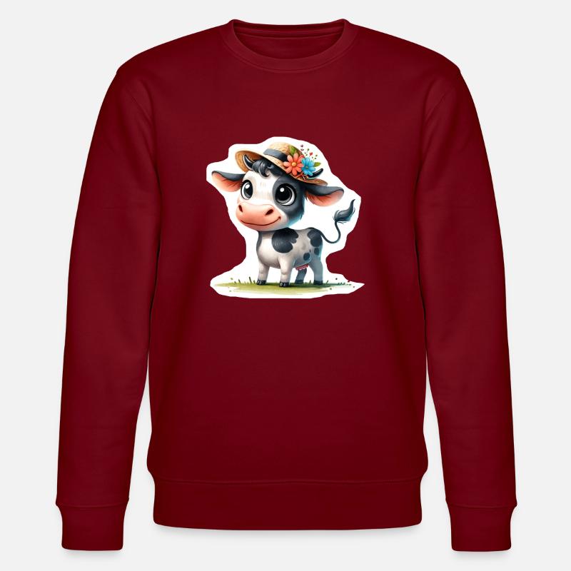 Kälbchen mit Strohhut - Stanley/Stella Unisex Bio-Sweatshirt CHANGER  - Burgunderrot