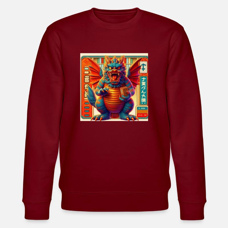 Japanisches Drachenmonster - Stanley/Stella Unisex Bio-Sweatshirt CHANGER - Burgunderrot