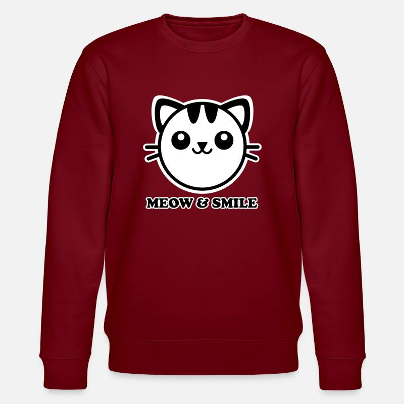 Design "Meow & Smile" - Stanley/Stella Unisex Bio-Sweatshirt CHANGER  - Burgunderrot