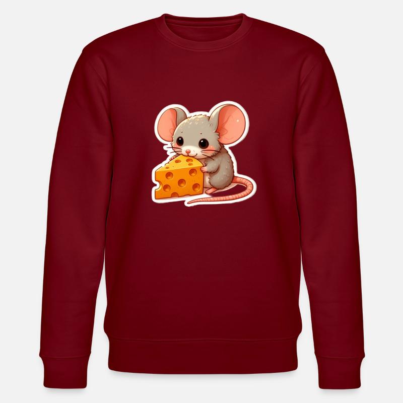 Maus mit Käse - Stanley/Stella Unisex Bio-Sweatshirt CHANGER  - Burgunderrot