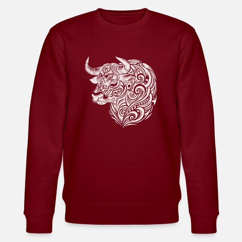 Stier Tribal - Stanley/Stella Unisex Bio-Sweatshirt CHANGER  - Burgunderrot