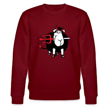 Schaf Teufel Satan Hölle Böse Dreizack Hörner Cool - Stanley/Stella Unisex Bio-Sweatshirt CHANGER  - Burgunderrot - Vorne - Nik (191cm) & Marisol (170cm)