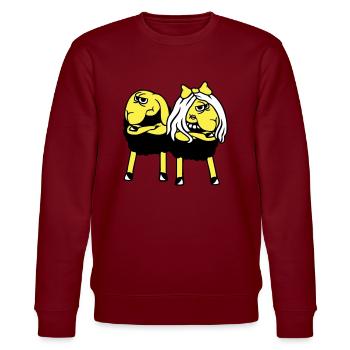 2 Schafe Pärchen Müde Wütend Verärgert Beleidigt - Stanley/Stella Unisex Bio-Sweatshirt CHANGER  - Burgunderrot - Vorne - Nik (191cm) & Marisol (170cm)