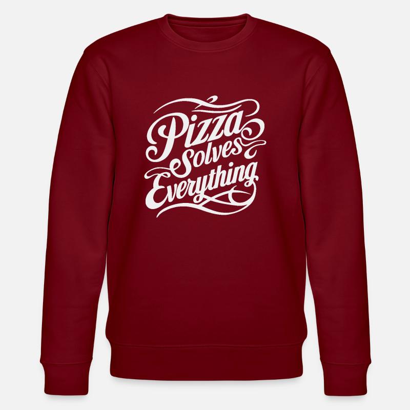 Pizza solves everything - Stanley/Stella CHANGER Unisex Organic Sweatshirt - burgundy