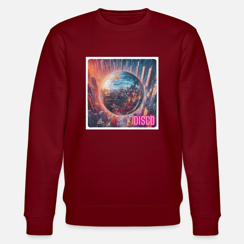 Discokugel vor Großstadt - Stanley/Stella Unisex Bio-Sweatshirt CHANGER  - Burgunderrot