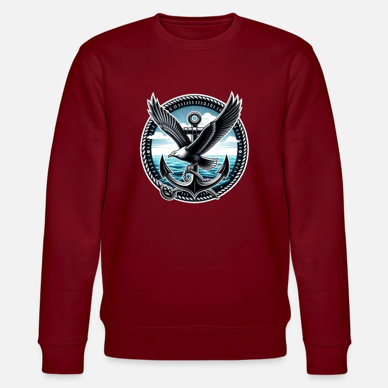 Mouette avec ancre - Sweat bio CHANGER Stanley/Stella Unisexe - bordeaux