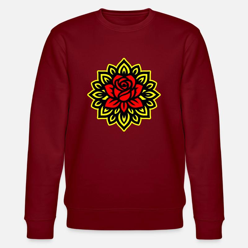 Rose Blume Mandala - Stanley/Stella Unisex Bio-Sweatshirt CHANGER  - Burgunderrot
