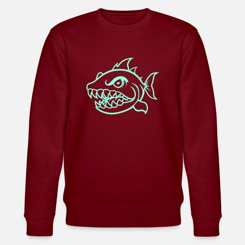piranha comic - Stanley/Stella Unisex Bio-Sweatshirt CHANGER  - Burgunderrot