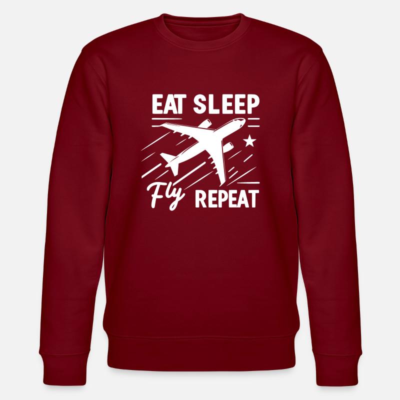 Eat Sleep Fly Repeat - Stanley/Stella CHANGER Unisex Organic Sweatshirt - burgundy