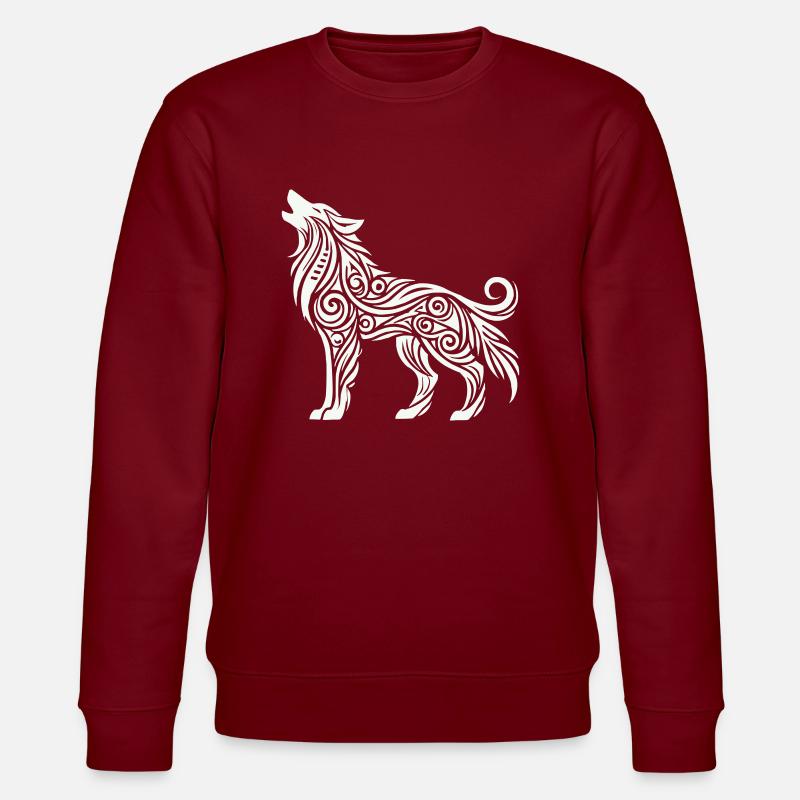 wolf tribal tier - Stanley/Stella Unisex Bio-Sweatshirt CHANGER  - Burgunderrot