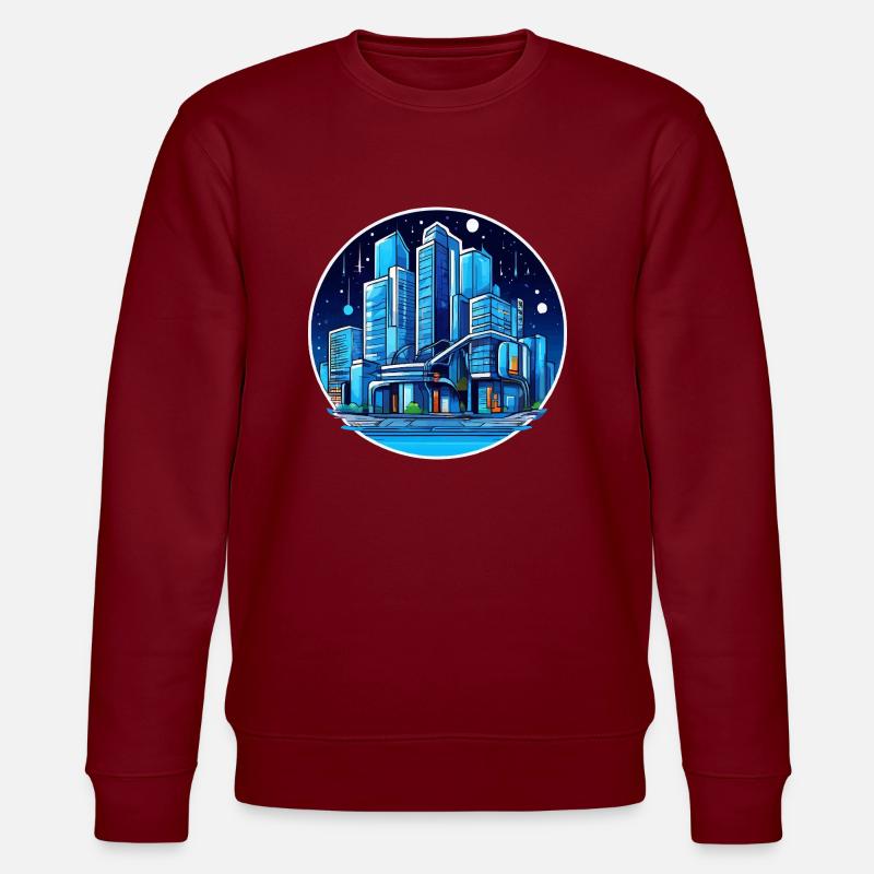 Stadt Nachthimmel - Stanley/Stella Unisex Bio-Sweatshirt CHANGER  - Burgunderrot