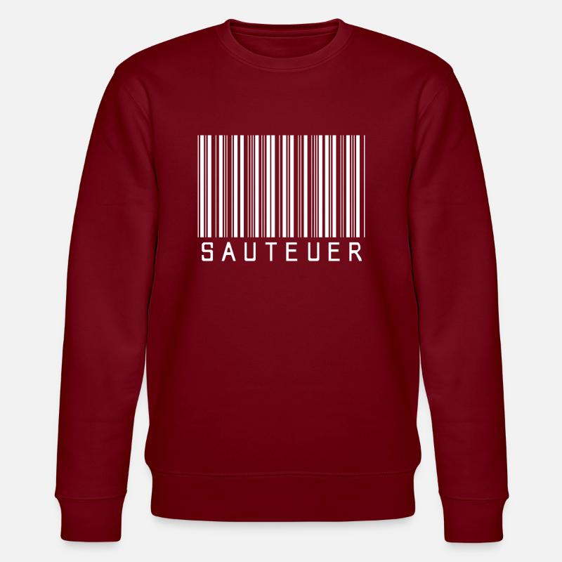 Code-barres « SAUTEUER » blanc - Sweat bio CHANGER Stanley/Stella Unisexe - bordeaux