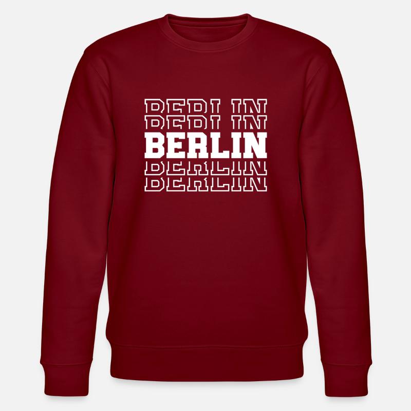 Berlin Typografie Stil - Stanley/Stella Unisex Bio-Sweatshirt CHANGER  - Burgunderrot
