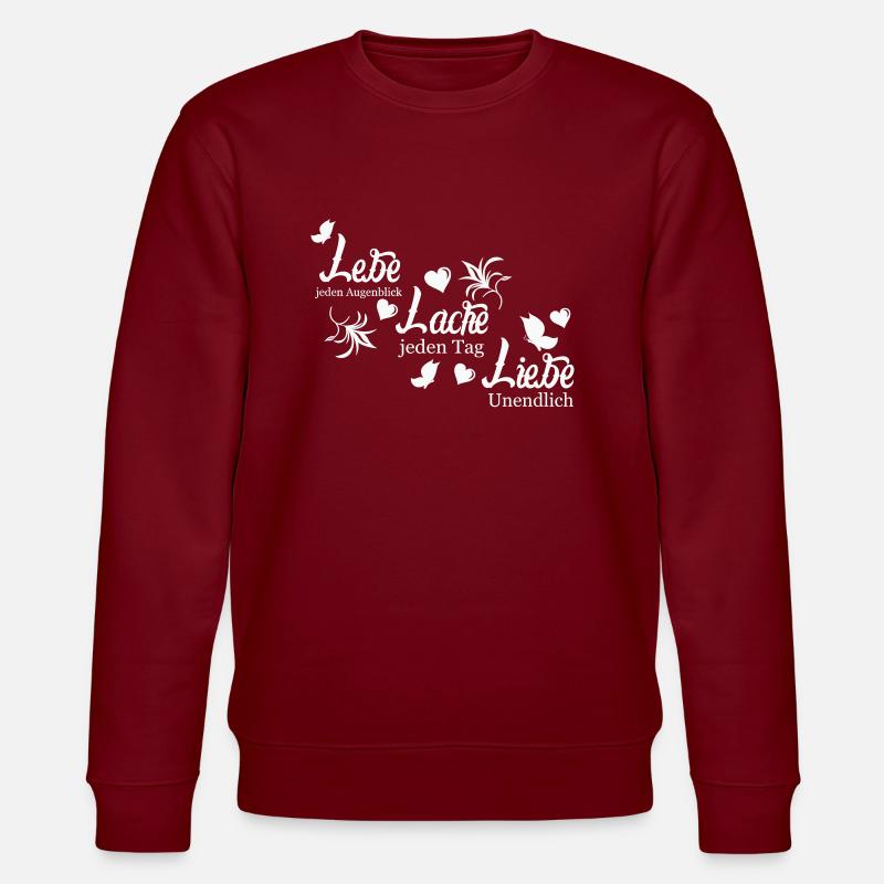 Lebe Lache Liebe - Stanley/Stella Unisex Bio-Sweatshirt CHANGER  - Burgunderrot