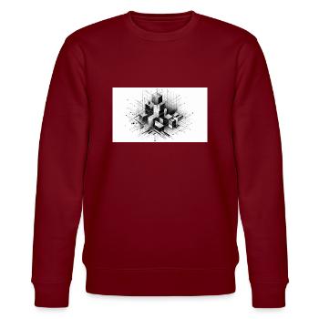 Abstract boxes - Stanley/Stella CHANGER Unisex Organic Sweatshirt - burgundy - Front - Nik (191cm) & Marisol (170cm)