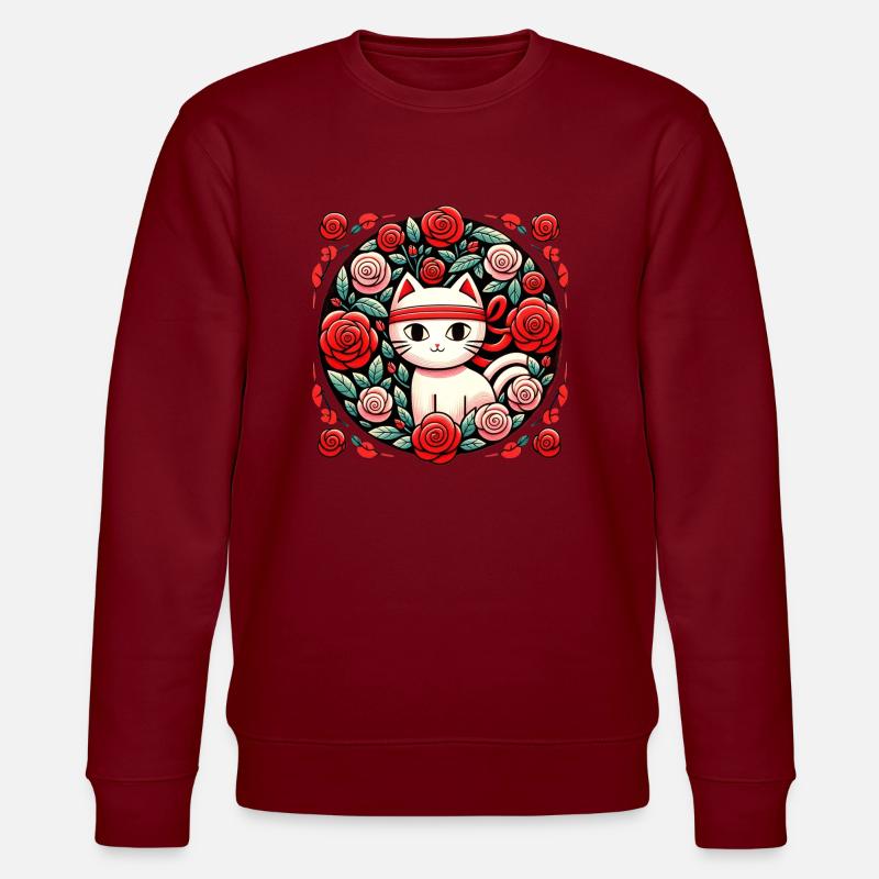 Chat Ninja Rouge - Sweat bio CHANGER Stanley/Stella Unisexe - bordeaux