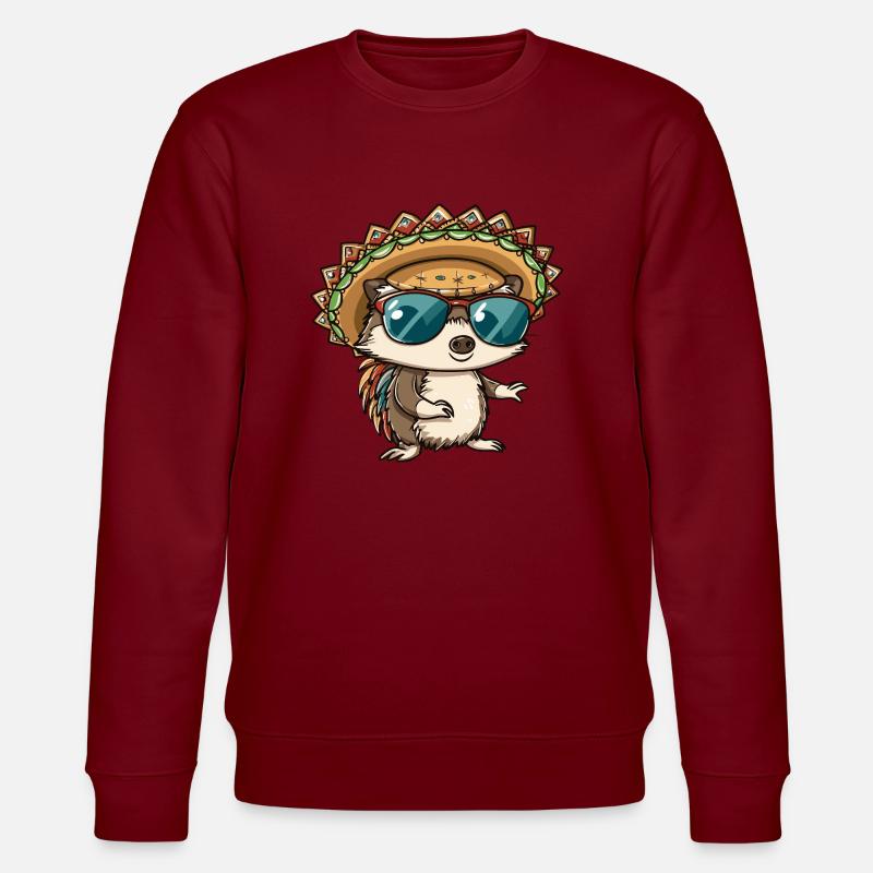 Igel Comic Lustig Sombrero - Stanley/Stella Unisex Bio-Sweatshirt CHANGER - Burgunderrot