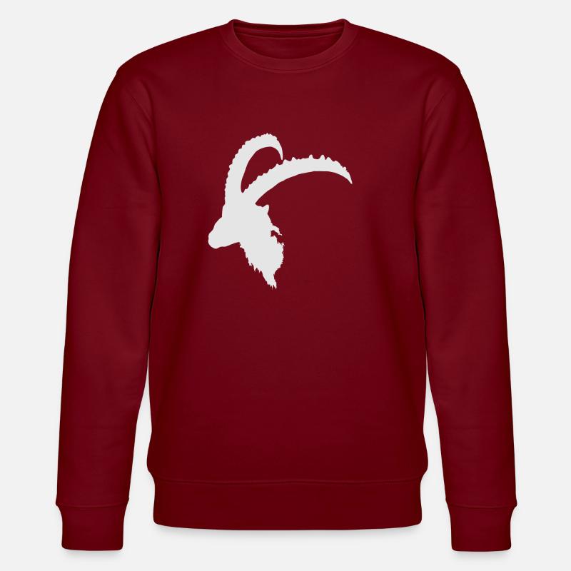 Steinbock weiß - Stanley/Stella Unisex Bio-Sweatshirt CHANGER - Burgunderrot