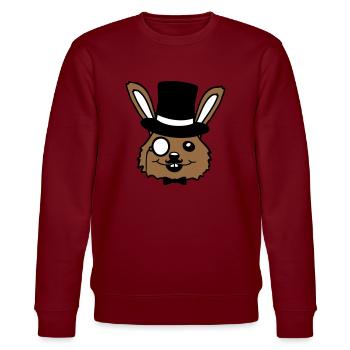 Sir Hase Monokel Brille Bart Zylinder Hut Mr. Herr - Stanley/Stella Unisex Bio-Sweatshirt CHANGER  - Burgunderrot - Vorne - Nik (191cm) & Marisol (170cm)