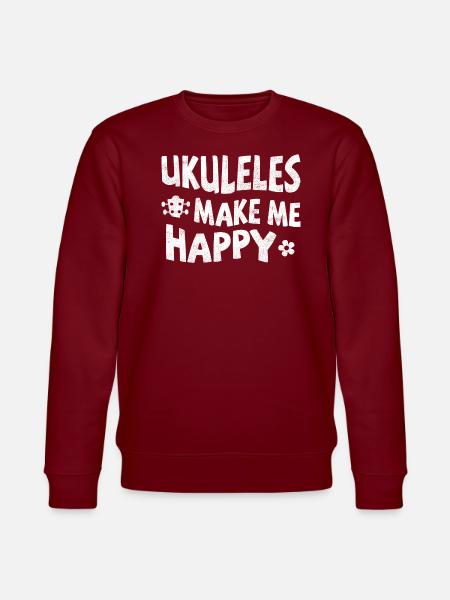 Ukuleles make me happy - Stanley/Stella CHANGER Unisex Organic Sweatshirt - burgundy