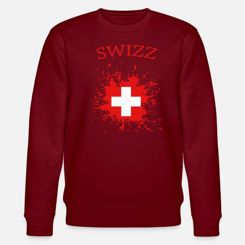 Schweiz, schweizer Flagge - Stanley/Stella Unisex Bio-Sweatshirt CHANGER  - Burgunderrot