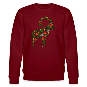 Bouquetin en feuilles - Sweat bio CHANGER Stanley/Stella Unisexe - bordeaux - Devant - Nik (191cm) & Marisol (170cm)
