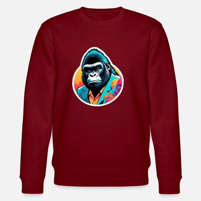 Gorilla im Anzug - Stanley/Stella Unisex Bio-Sweatshirt CHANGER  - Burgunderrot