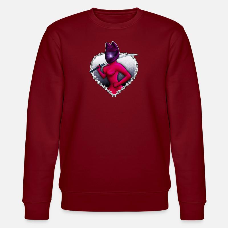 Ninja Biker Kitty - Stanley/Stella CHANGER Unisex Organic Sweatshirt - burgundy