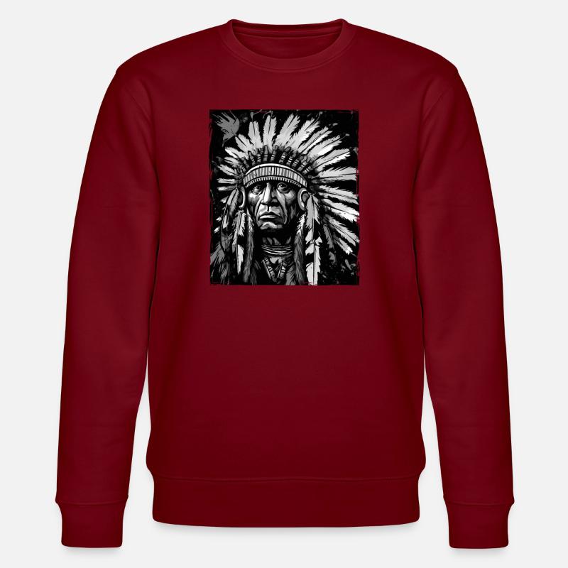 Crâne de chef indien Apache - Sweat bio CHANGER Stanley/Stella Unisexe - bordeaux