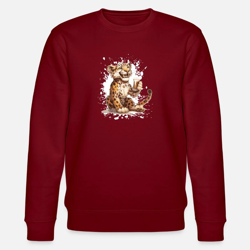 Leopard Bier Lustig - Stanley/Stella Unisex Bio-Sweatshirt CHANGER  - Burgunderrot