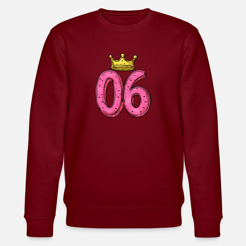 6 Zahl Krone - Stanley/Stella Unisex Bio-Sweatshirt CHANGER  - Burgunderrot