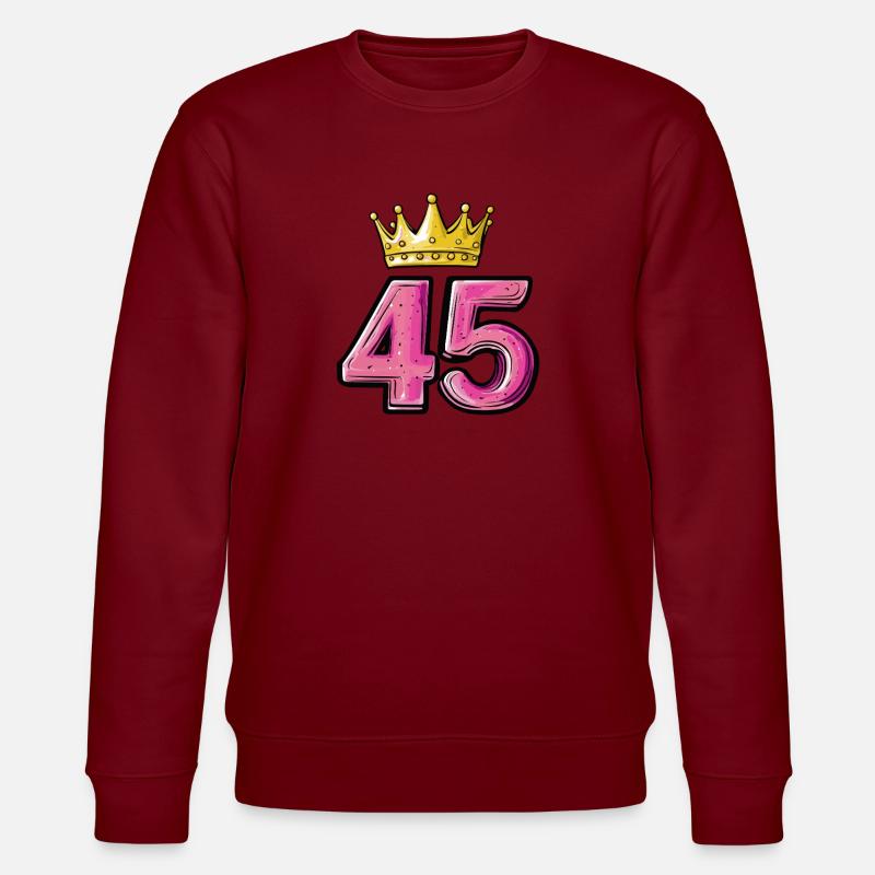 45 Zahl Krone - Stanley/Stella Unisex Bio-Sweatshirt CHANGER  - Burgunderrot