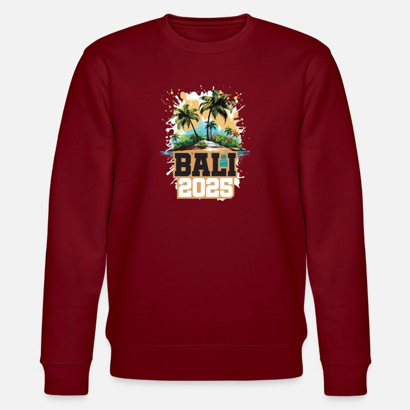 Bali 2025 Palmen - Stanley/Stella Unisex Bio-Sweatshirt CHANGER  - Burgunderrot