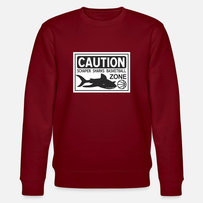 CAUTION SHARKS white - Stanley/Stella Unisex Bio-Sweatshirt CHANGER  - Burgunderrot