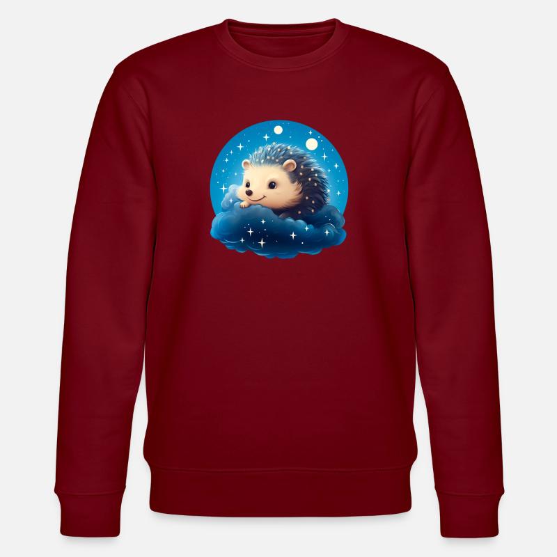 Süßer Igel bei Nacht - Stanley/Stella Unisex Bio-Sweatshirt CHANGER  - Burgunderrot