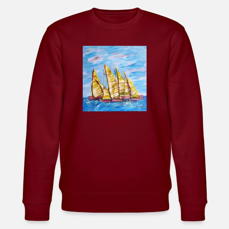 Fjordboot Segelregatte - Stanley/Stella Unisex Bio-Sweatshirt CHANGER  - Burgunderrot