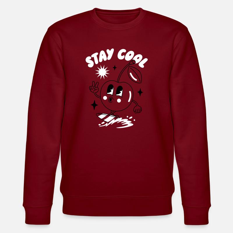 Bleib cool Sticker-Design - Stanley/Stella Unisex Bio-Sweatshirt CHANGER  - Burgunderrot