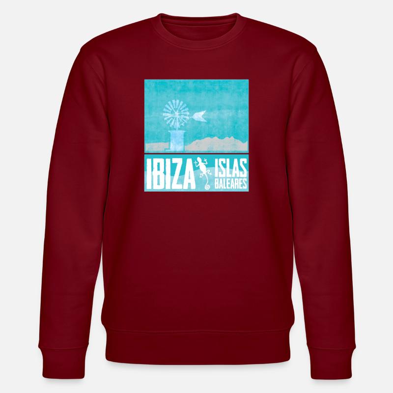 Ibiza Windmühlen Design - Stanley/Stella Unisex Bio-Sweatshirt CHANGER  - Burgunderrot