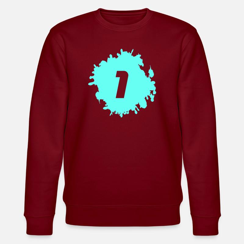 1 Zahl Klecks - Stanley/Stella Unisex Bio-Sweatshirt CHANGER  - Burgunderrot