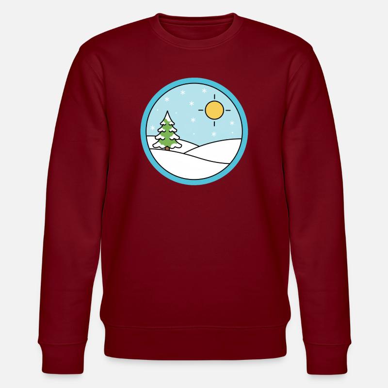 Winterlandschaft mit Schnee und Sonne - Stanley/Stella Unisex Bio-Sweatshirt CHANGER  - Burgunderrot