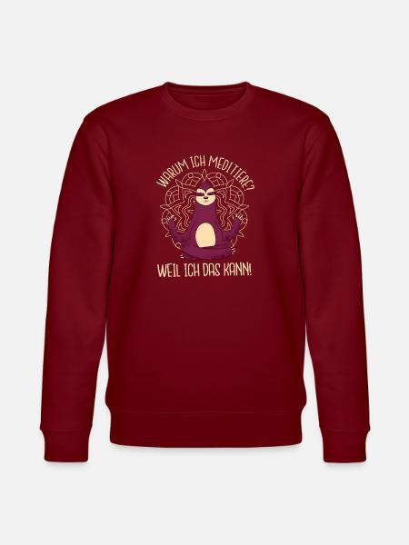 Meditating Sloth Yoga Saying Meditation - Stanley/Stella CHANGER Unisex Organic Sweatshirt - burgundy