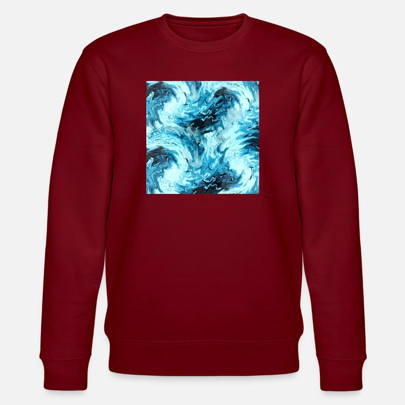 Aqua Marble Pattern Waves - Stanley/Stella CHANGER Unisex Organic Sweatshirt - burgundy