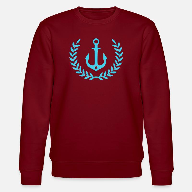 Ankerkrans Nautisk Emblem - Stanley/Stella økologisk unisex-sweatshirt CHANGER  - burgunder-rød