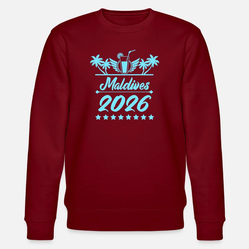 Maldives 2026 Strandtraum - Stanley/Stella Unisex Bio-Sweatshirt CHANGER  - Burgunderrot